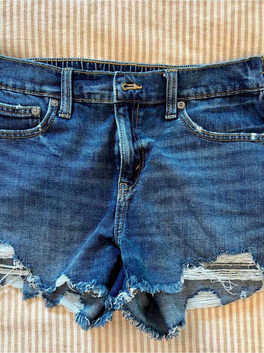 aerie Distressed Blue Denim Cutoff Shorts